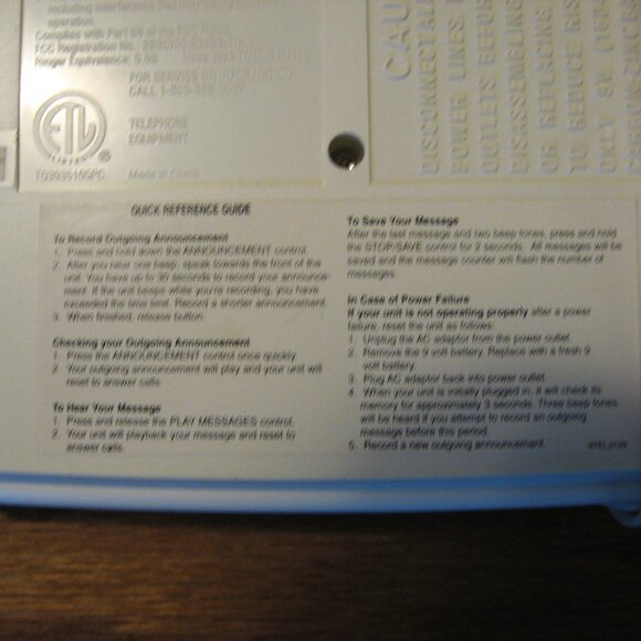 CONAIRPHONE- Digital Answering Machine-  Model TAD1212 Used. - Picture 3 of 4